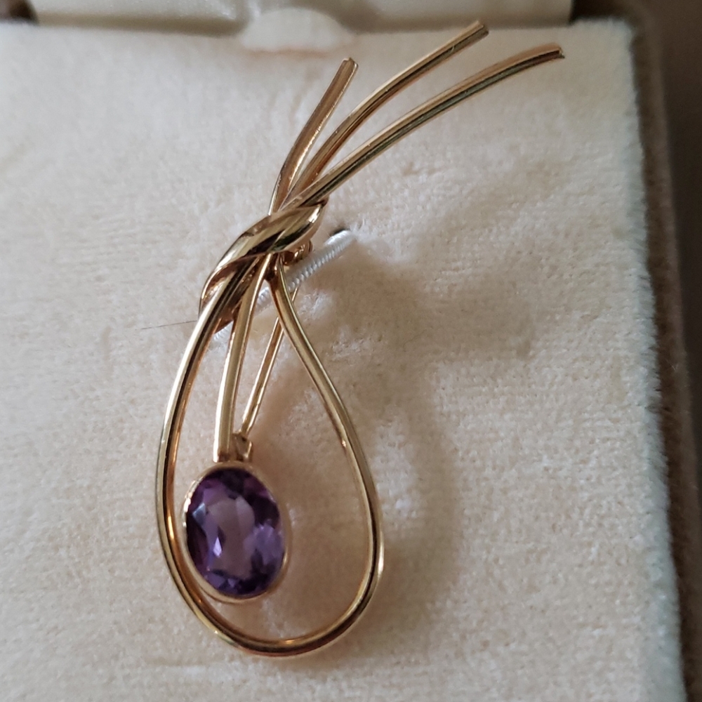 14k Gold Filled Amethyst Pin